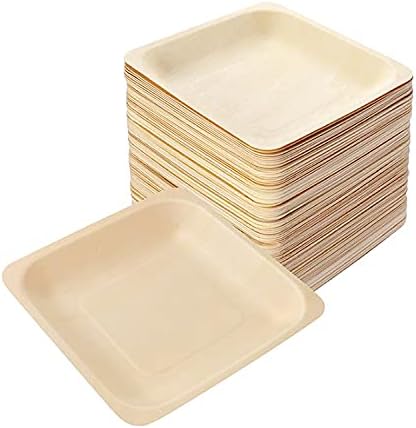 Perfectware Earth Friendly All Natural Premium Quality 100% Compostable & Biodegradable 5 Inch Birch Wood Disposable Plates. Great for Parties, Wedding Events (5.5" x 5.5" Appetizer Plate) 25 pc
