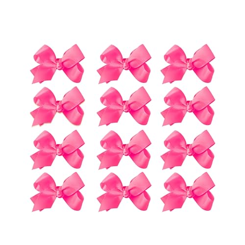 Image of Small Solid Bow for Girls - Set of 12 (Pink)