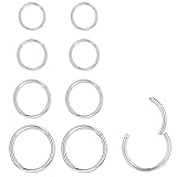 KSOIQPU 8 Pièces Body 6mm/8mm/10mm/12mm Piercing Anneau Segment Clipsable Acier Chirurgical,Clikcer Anneau Segment Articulé Nez Oreille