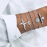 CCXXYGWJ Pulseras Mujer Pulseras Conjunto Boho Gem Shell Tortuga Hoja Cadena de Cuentas Cuero Pulsera Multicapa Charm Lady Gold Jewelry Regalo Joyería (Metal Color : 83134)