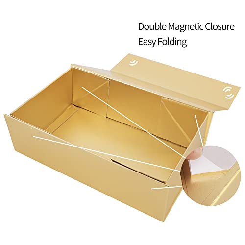 Gold Gift Box 12" X 6" X 4" With Magnetic Closure Lid Gift Box For Presents,Bridesmaid Gifts Box,Cute Box,Birthday Gift Box,Luxury For Gift Packaging, Magnetic Gift Box For Wrapping Gifts (Gold) #TOP3