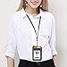 ELV Badge Holder with Zipper, PU Leather ID Badge Card Holder Wallet with 5 Card Slots, 1 Side RFID Blocking Pocket and 20 inch Neck Lanyard Strap for Offices ID, School ID, Driver Licence - Black