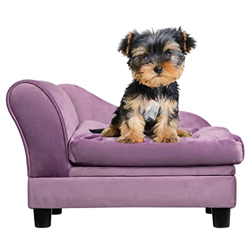 Papitlulu Pet Sofa Bed With Storage, Pet Sofa For Cats And Small Dogs, Pet Snuggle Cat Sofa Bed, Velvet Mini Dog Couch Sofa Bed, Purple #TOP5