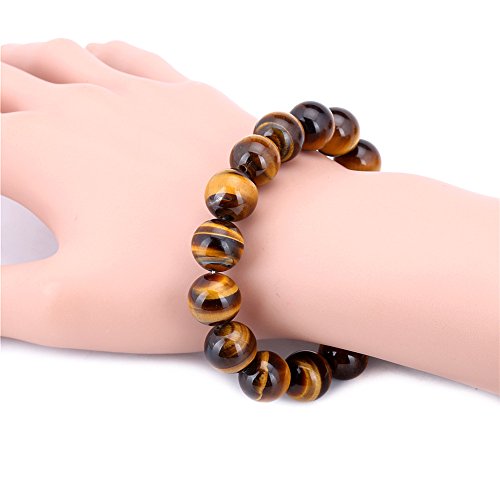 Mens Gifts Aaaa Quality Tiger Eye Stone Agate Handmade Bracelet 12Mm Strand Bracelets #TOP1