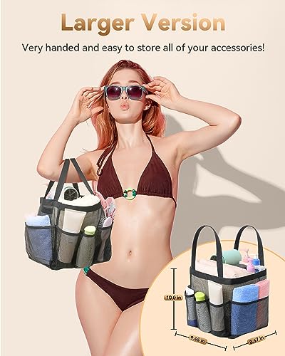 Temede Mesh Shower Caddy Tote, Large Shower Caddy Basket Portable, Quick Dry Hanging Toiletry Bag, 8 Storage Pocket Handle Bath Organizer For College Dorm Room Essentials, Gym, Bathroom, Camp, Travel #TOP3