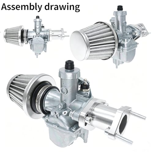 Image of 26mm VM22 Carburetor for Predator 212cc Honda GX160 GX200 196cc CT200U KT196 Moto Mini Bike and Go Kart 6.5HP Engine with 38mm Air Filter,Intake Manifold,Main Jets(Silver)