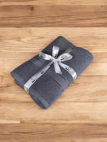 Image of SENSES By Riba Cotton Towels for Bath 550 GSM - Charcoal, 1 Pc | Super Soft, Large Size, Absorbent, Lightweight, Antimicrobial, Low Linting