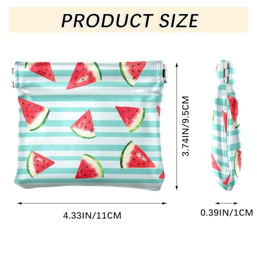 Watercolor Watermelon Slices Coin Purse Leather Pouch Change Purse, Squeeze Coin Pouch for Cards, Keys & Lipsticks, Unisex3