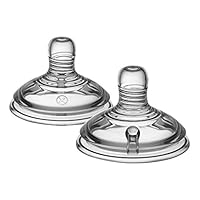 Tommee Tippee Closer to Nature Baby Bottle Teats, Breast-Like, Anti-Colic Valve, Soft Silicone, Vari Flow, 0 Months+, 2 Pack