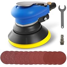 5 Inches Air Random Orbital Sander, Pneumatic Palm Car Sanders For Wood Polisher Metal, Auto Body Work Dual Action Pneumatic Sander with 12PCS Sandpaper