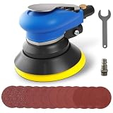 5 Inches Air Random Orbital Sander, Pneumatic Palm Car Sanders For Wood Polisher Metal, Auto Body Work Dual Action Pneumatic Sander with 12PCS Sandpaper