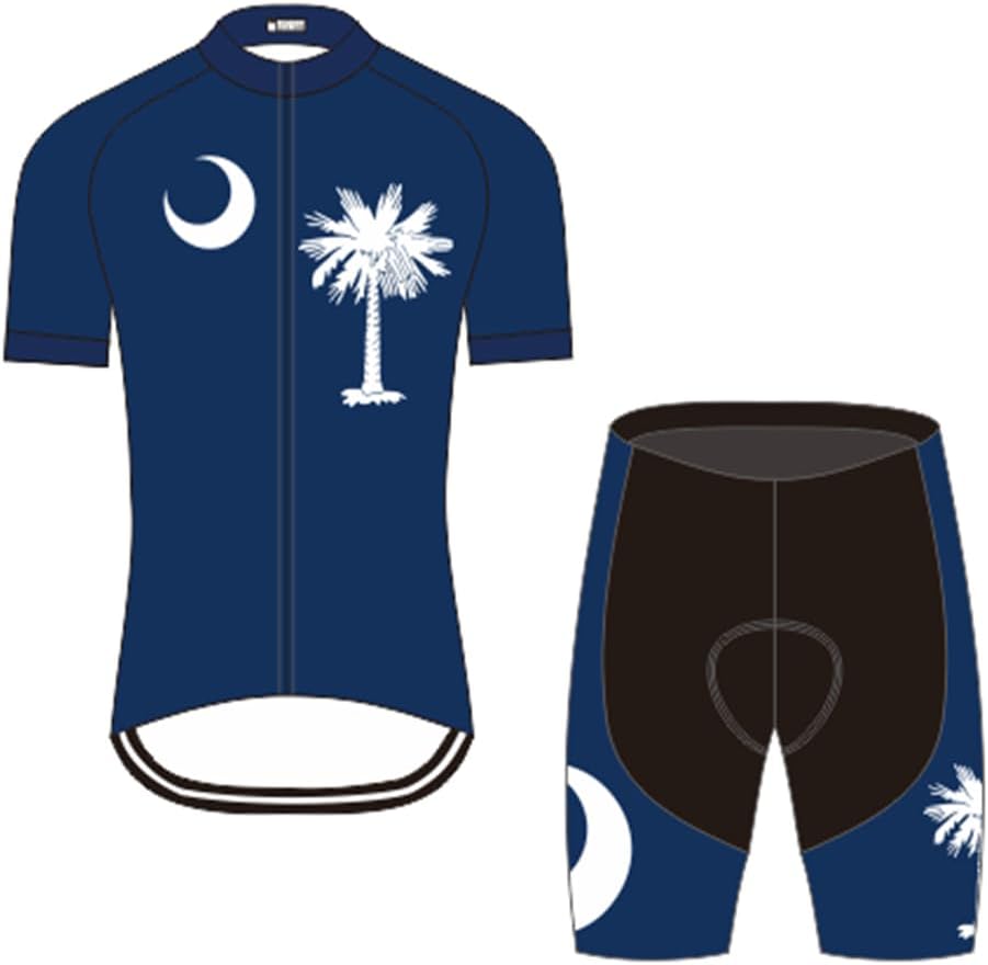 Cycling Jersey Men Set Biking Clothes Bicycle Short Sleeve Bike Shirts Shorts with 3D Padded Quick Dry Breathable