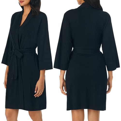 Image of Nautica Womens Soft Robe - Above Knee 3 /4 Length Sleeve Lightweight Robe - Cotton Knit Jersey Sleepwear and Loungewear