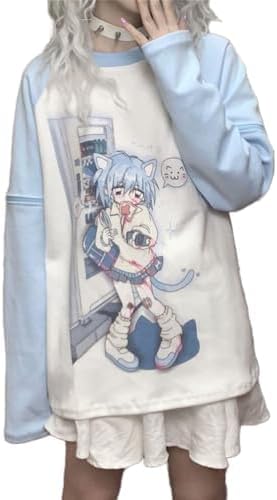 Y2k Aesthetic Detachable Sleeve T-Shirt Women Kawaii Cat Girl Anime Print Cute Sweatshirts Fairycore Streetwear - Image 2