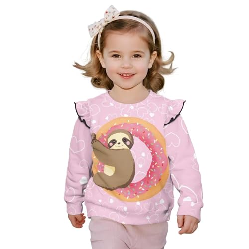 Girls Ruffle Crewneck Pullover Loose Long Sleeve Sweatshirts Elastic Lightweight Kids Casual Crewneck Sweatshirt3