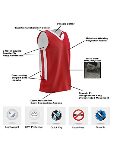 Camisas de basquete esportivas esportivas esportivas de desempenho em malha reversível para meninos