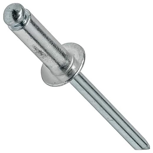 Fastenere Pop Rivets 1/8" x 3/8" (100 pcs) Aluminum Body Steel Mandrel, Heavy Duty, Open End, Low Carbon Steel, Dome Head Blind Rivets, Corrosion Resistant & High Shear Strength, 4-6 Gap .313" - .375"