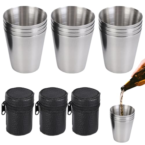 HAC24 Set Da 8 Bicchierini Da Liquore In Acciaio Inox 4 Cl – Infrangibili, Riutilizzabili E Lavabili In Lavastoviglie