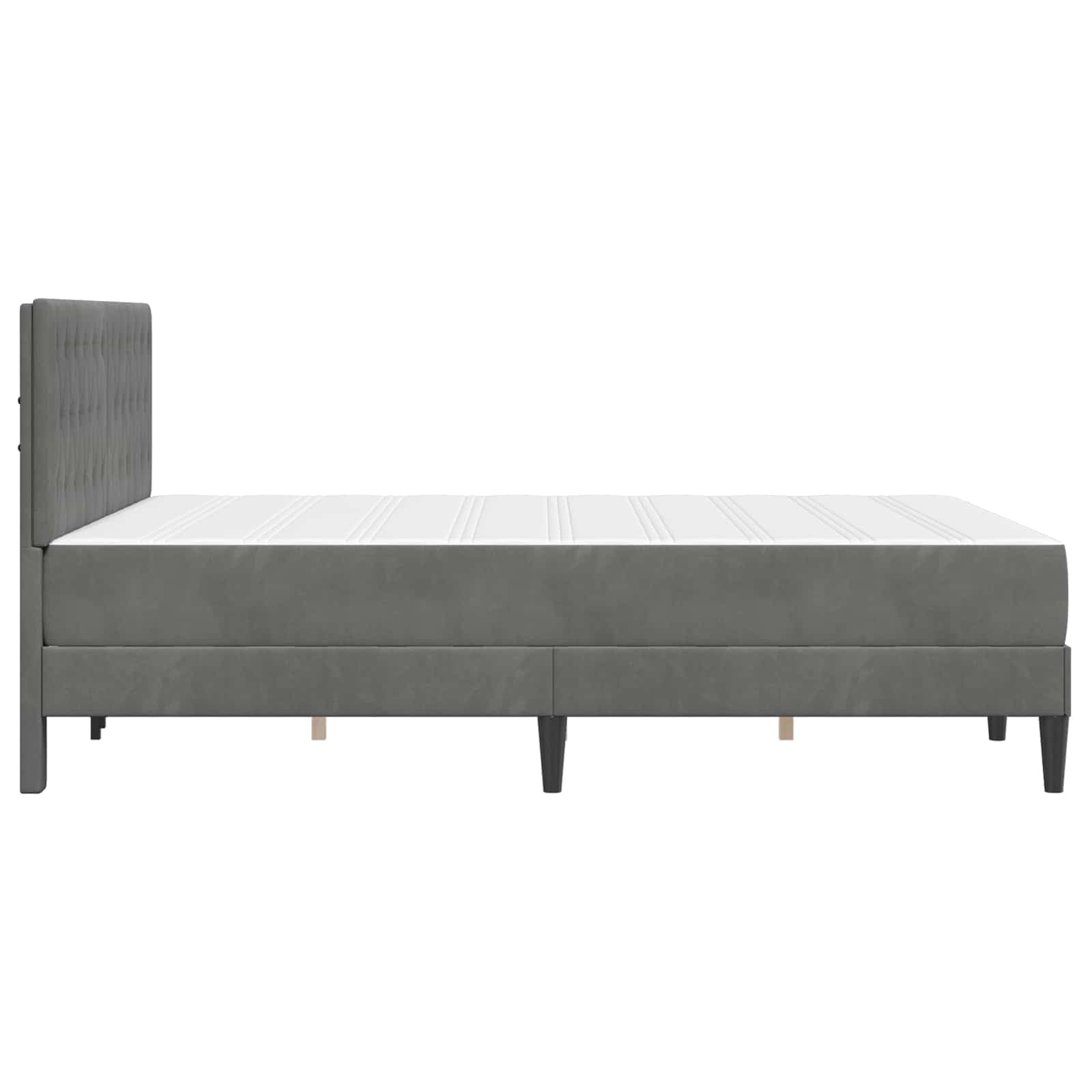 Rama łóżka z materacem, ciemnoszara, z aksamitu, 120 x 190 cm, ze stelażem, ergonomiczna, oddychająca, rdzeń ze sprężyn kieszeniowych, pianka memory, do sypialni i łóżka dla gości