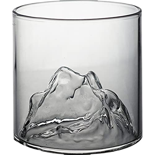 TCOOME Vintage Japanese style Mountain Whiskey Glass,Set of 1 Rocks Glasses in Gift Box,Glass for Drinking Bourbon,Scotch,Cocktails or Tea,The art of drinking (large single)