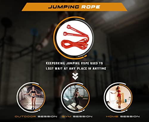 Foto von Keeperking Springseil für Kinder – Professioneller für erwachsene fitness, Rope Seilspringen für Fitnesstraining, Abnehmen Sport, Boxen und Freizeit MMA, Cardi