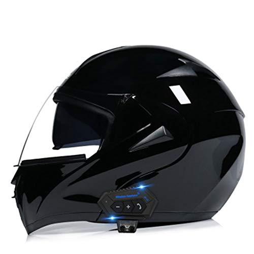 Bluetooth Casco Moto Modular Flip Up Casco de Moto ECE Homologado Moto abatible Casco Integral con Doble Visera para Mujer Hombre Adultos