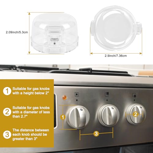 image for Dabormi Gas Stove Knob Covers for Child Safety - 5 Pack Universal Size
