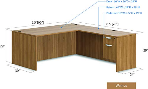 GOF Double 2 Person Workstation Cubicle (11\'D x 6.5\'W x 4\'H) / Office Partition, Room Divider (48\" H Cubicle with Desk, Walnut) - Thumbnail 2