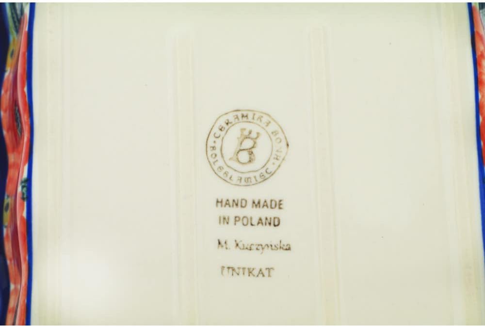 Polmedia Polish Pottery Rectangular Baker UNIKAT - Garden Heaven Pattern Handmade in Boleslawiec Poland by Ceramika Bona + Certificate of Authenticity