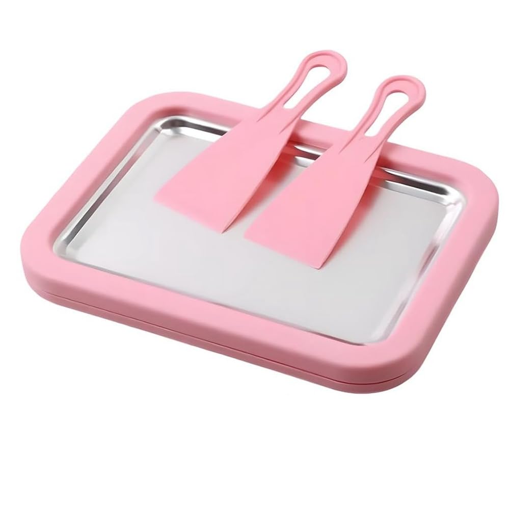 Hndhbfgrt At-Home Rolled Ice Cream Maker Kit Featuring Instant Freeze Tray& 2 Scrapers, Ice Cream Machine with Storage Tray