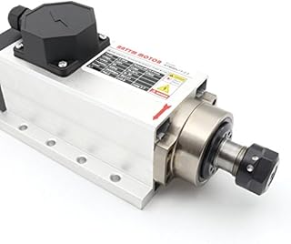 RATTMMOTOR 2.2KW Spindle Motor 220V Square Air Cooled Spindle Motor ER20, 24000RPM High Speed Spindle Motor 4 Bearings 3-Phase 6A 400Hz for CNC Router Engraver Milling Cutting Machine