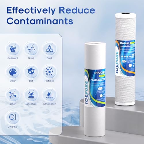 Image of ICEPURE 5 Micron 20 inch x 4.5 inch Whole House Water Filter Cartridge PP+CTO 2-Stage Sediment and Carbon Filter Set, Replacement for FC25B, EPM-20BB, CB-BB-20, DB20P, EP-20BB, CTO-F20B-5, F3WGB32BM, 2 Pack