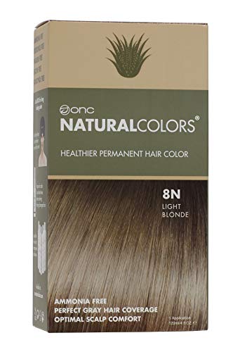 ONC NATURALCOLORS (8N Light Blonde) 4 fl. oz. (120 mL) Heat Activated Healthier Permanent Hair Dye with Certified Organic Ingredients, Ammonia Free, Vegan Friendly, 100% Gray Coverage