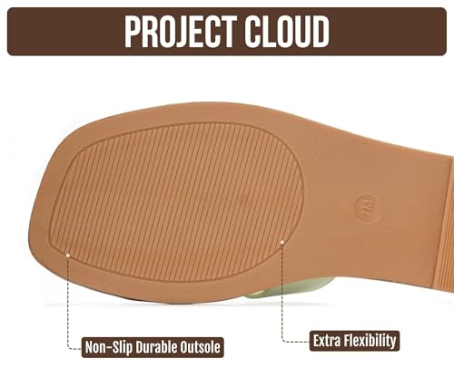 Image of Project Cloud 100% Genuine Leather Sandals for Women 2026 - Fashion Flat Womens Sandals with Memory Foam Insole Slides Sandals Women Footwear - Mules Women's Sandals (Jannel)