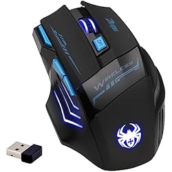 Zelotes Ratón Inalambrico,2400DPI Ratón Inalámbrico,2.4GHz,7 Botones Óptico Ratón Gaming Inalámbrico,Ratón Ergonómico Ordenador,Mouse para portatil,PC,Negro