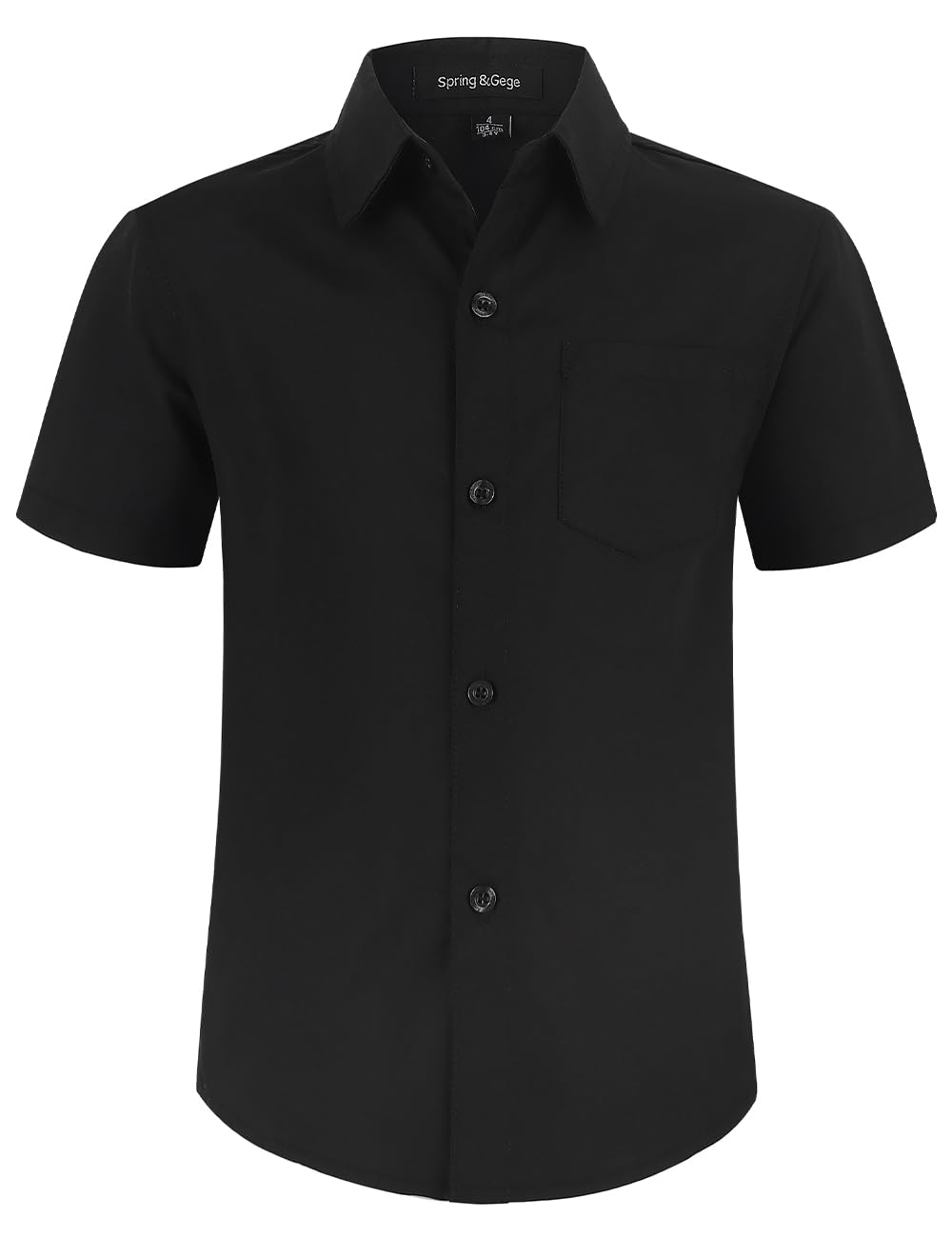 Spring&GegeBoys' Short Sleeve Dress Shirts Formal Uniform Poplin Solid