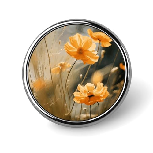 Stylish Breeze Orange Blossom Printed Round Brooch: Lightweight, Durable, Stylish Wedding Accessory Ideal for Valentine's Day And Women's Day