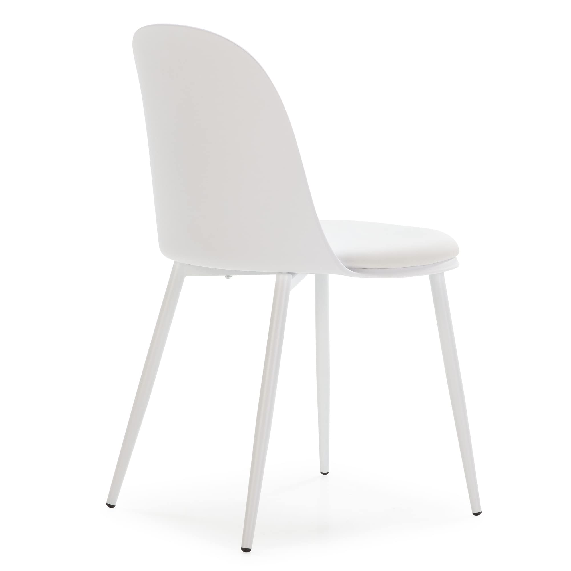 HOMN LIVING Set mit 4 Stühlen Kana Weiß, Metallbeine und gepolsterter Sitz, 45 cm (Breite) 51,5 cm (Tiefe) 83 cm (Höhe)