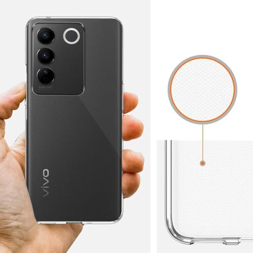 Image of Fashionury Crystal Clear Case for Vivo V27 Pro 5G | Yellowing Resistance | Transparent TPU Silicone | Raised Camera Lips | Slim Transparent Cover
