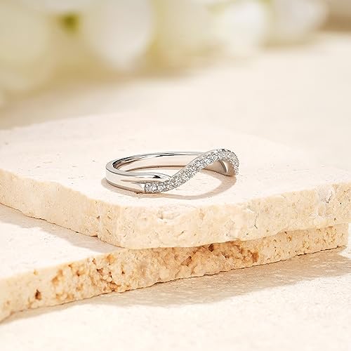 Newshe Jewellery Wedding Band Eternity Ring for Women AAAAA Cubic Zirconia Twisted 925 Sterling Silver Size 5-103