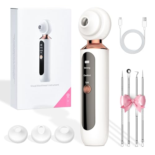 auvstar Aspiratore Punti Neri Viso con Lente D'ingrandimento e LED,Aspira Punti Neri Viso 3 Modalità,Estrattore Punti Neri Ricaricabile,Schiaccia Punti Neri Rimozione,per Uomini e Donne