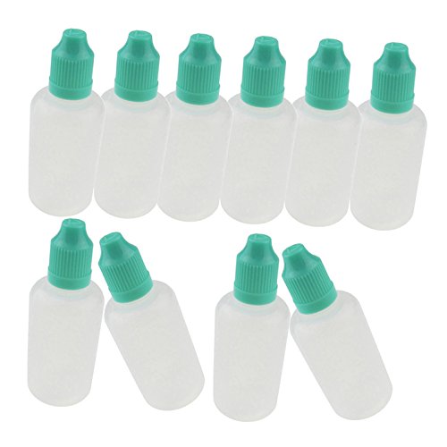 Lot de 10 flacons compte-gouttes en plastique vides avec bouchon vert 30 ml Cover