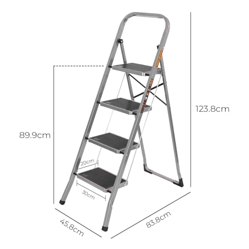 Escalera de plataforma compacta TOUGH MASTER de 4 peldaños de acero resistente 4