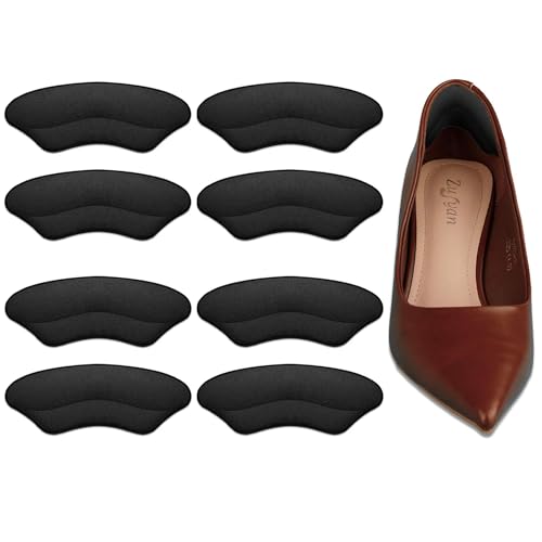 Lmyicuk Heel Grips Liner Cushions Inserts for Loose Shoes,Heel Pads for Shoe Too Big Men Women,Filler Improved Shoe Fit,Prevent Heel Slip and Blister (Black Suede, 4Pairs)