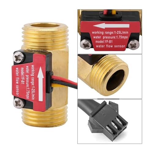 Sensor de flujo de agua YF-B1 G1/2 interruptor de latón 1-25L/min 6