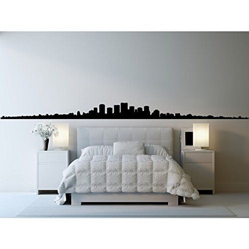Image of azutura Narrow City Skyline Silhouette Rest of the World Wall Stickers Home Art Decals available in 5 Sizes and 25 Colours Black