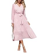 PRETTYGARDEN Women's Floral Boho Dress Fall Long Sleeve Wrap V Neck Ruffle Flowy Maxi Spring Wedd...