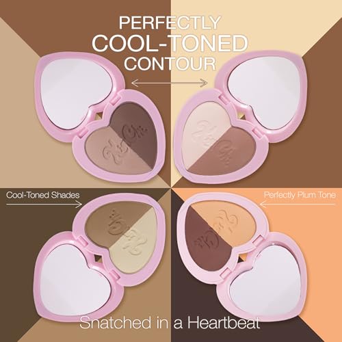 Image of KimChiChic Beauty Thailor Contour Duo, 2-in-1 Sculpting Makeup Palette, Blendable Matte Contour Powder, Heart-Shaped Compact with Mirror, Cruelty-Free, Coco Cocoa, 0.28 oz