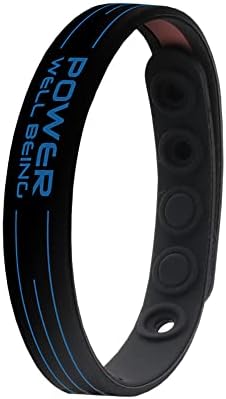 Power Ionics Balance Bracelets for Men/Women Silicone Bracelets Protection Bracelet Black/Blue Bracelet, 9.45 inches, 5 Holes to Adjust, Fits 6-9 inches Wrist Size