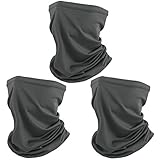 SUNLAND Breathable Gaiter Face Mask Neck Gaiter Scarf Dust Sun Protection Face Cover Windproof Ideal For Running Cycling 3Pack Dark Grey